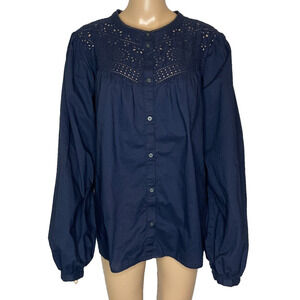 GAP Navy Blue Blouse with Lace Detail